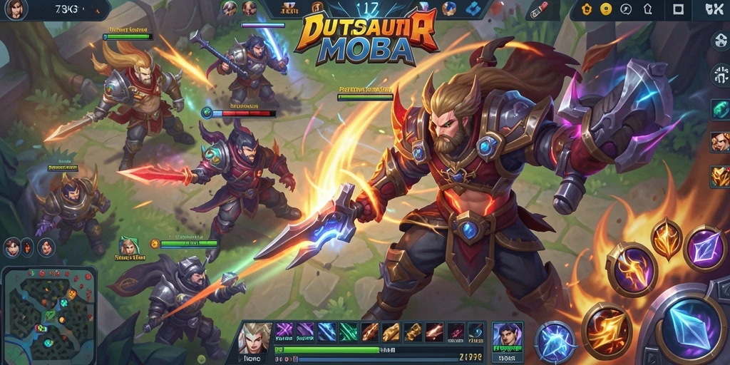 Tangkapan layar menampilkan pertarungan MOBA yang intens di dalam game.