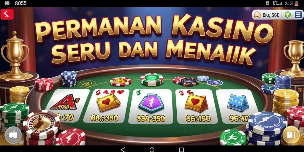 Screenshot gameplay 8055 yang menampilkan suasana kasino yang menarik.