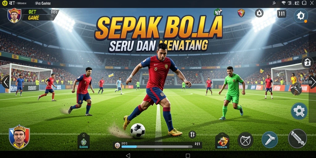 Tampilan gameplay dari 9ET yang mendebarkan dalam sepak bola.