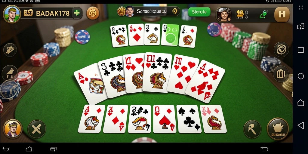 Tampilan seru dari gameplay Gaple di BADAK178.
