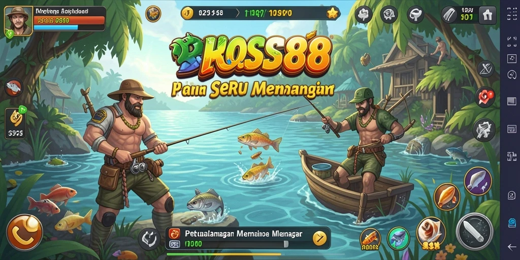Tampilan gameplay <strong>BOS88</strong> yang penuh warna dan menarik saat memancing.