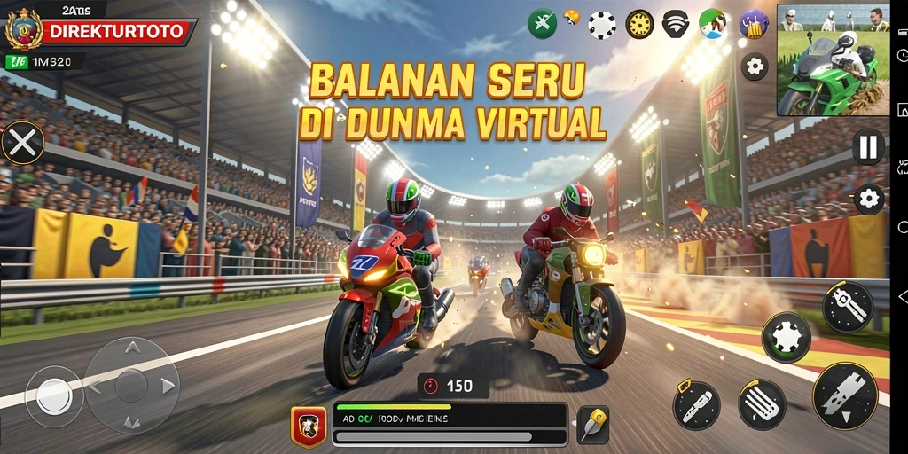 Screenshot utama DIREKTURTOTO menunjukkan aksi balapan seru dan intens.