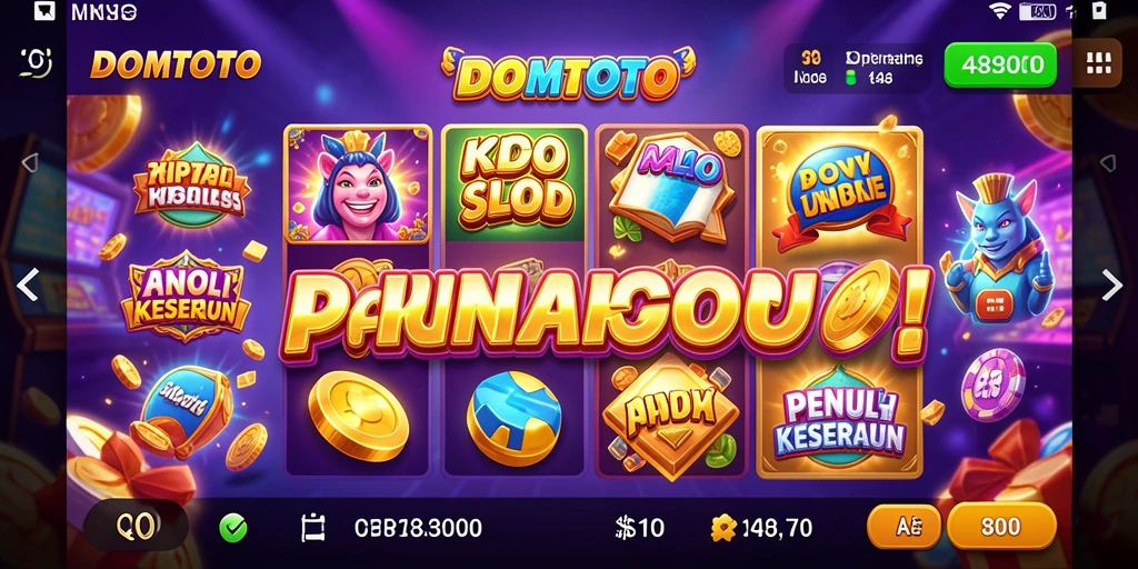 Screenshot utama DOMTOTO menampilkan gameplay slot yang seru dan interaktif.