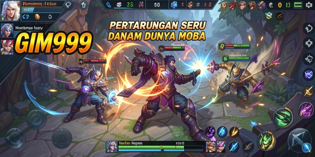 Tampilan gameplay MOBA yang seru di GIM999.