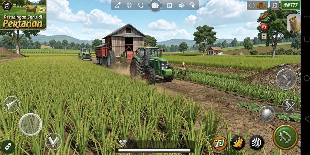 Tampilan gameplay HW777 yang menakjubkan di dunia pertanian.
