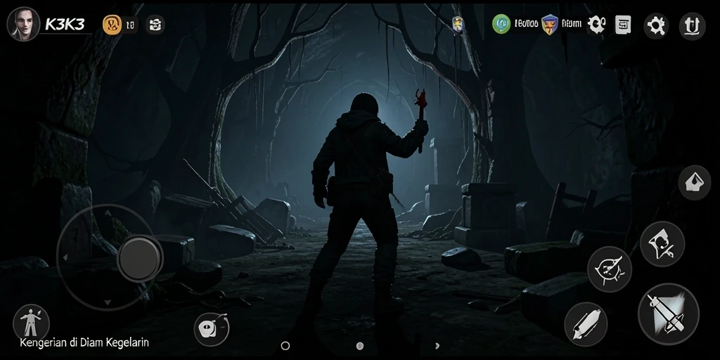 Screenshot menampilkan kengerian di dalam gameplay K3K3.