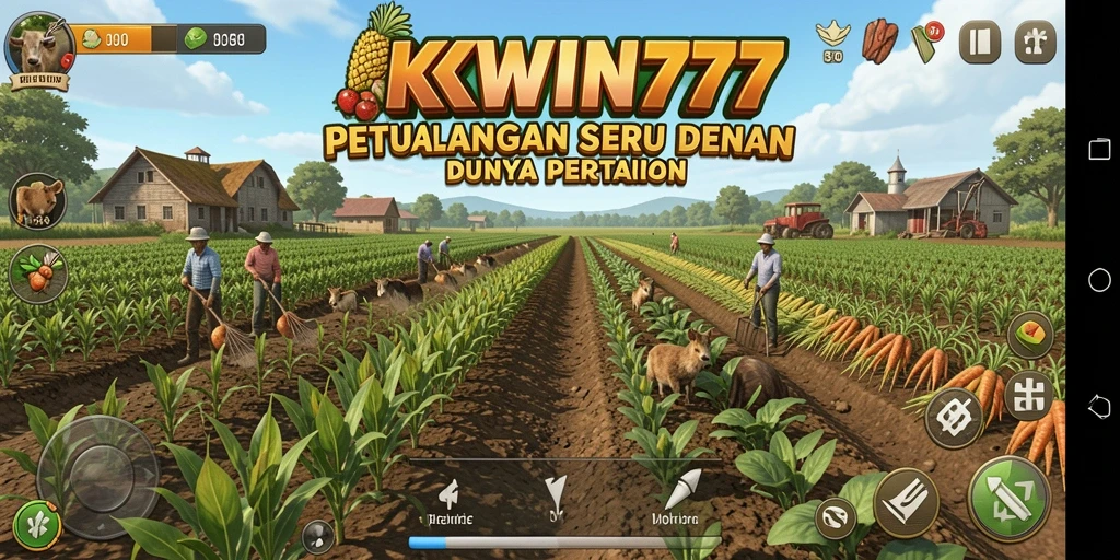 Screenshot gameplay KKWIN777 yang menampilkan aktivitas bertani yang menyenangkan.