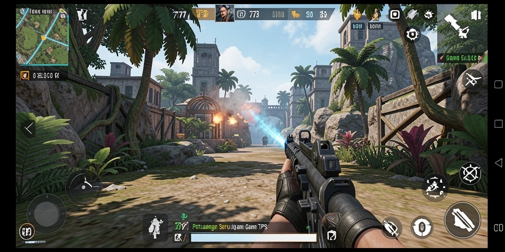 Screenshot gameplay L777 menampilkan aksi seru dalam pertempuran TPS.