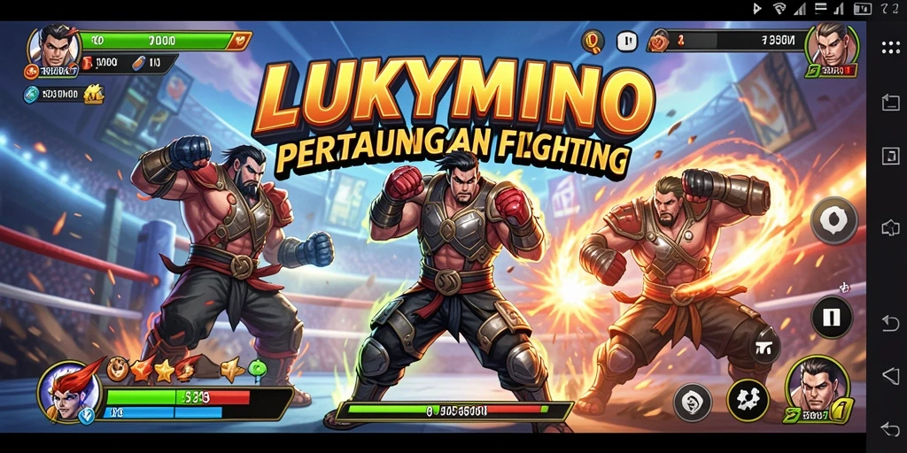 Gameplay pertarungan seru di LUKYMINO dengan karakter unik.