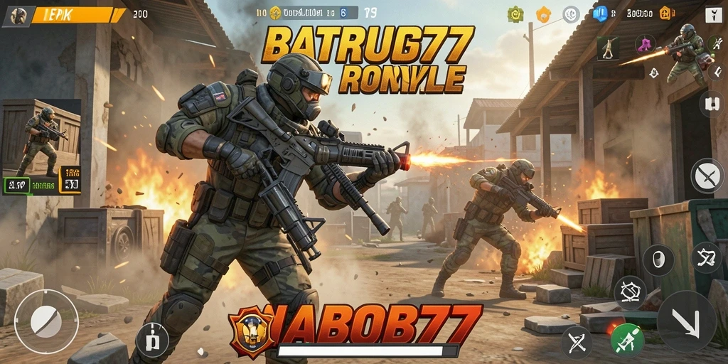 Screenshot gameplay NABOB77 menunjukkan aksi seru dalam pertempuran Battle Royale.
