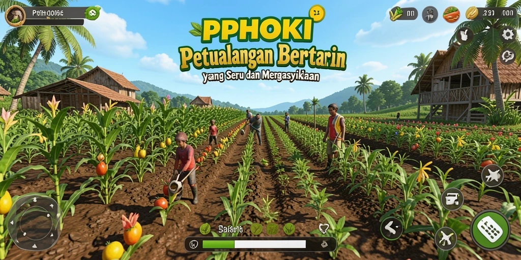 Screenshot gameplay PPHOKI menunjukkan aktivitas bertani yang seru dan interaktif.