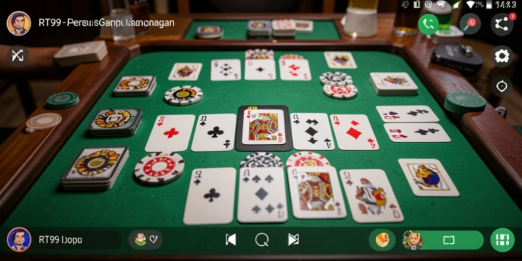Tampilan gameplay seru dalam RT99 dengan fitur Gaple interaktif.