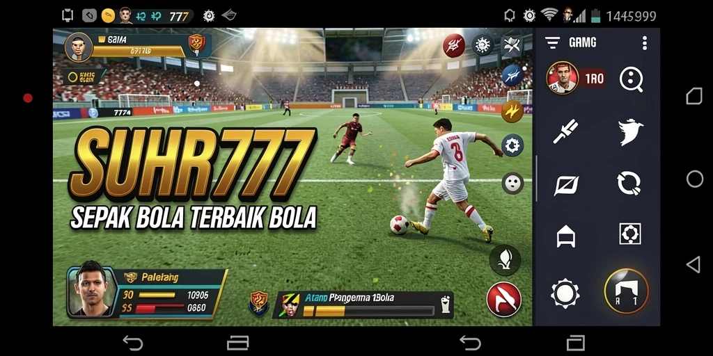 Screenshot gameplay <strong>SUHU777</strong> menampilkan aksi seru di lapangan sepak bola.