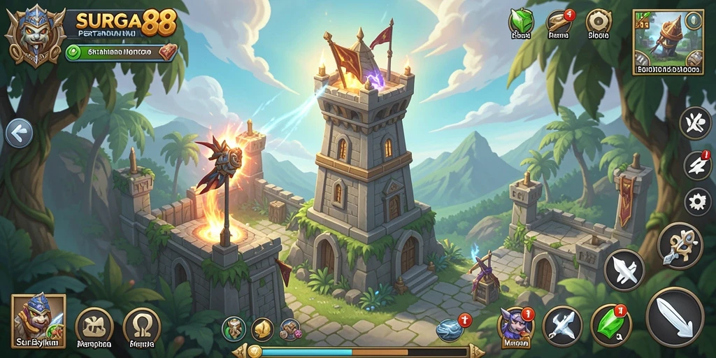 Gameplay seru SURGA88 dengan strategi Tower Defense yang menantang.