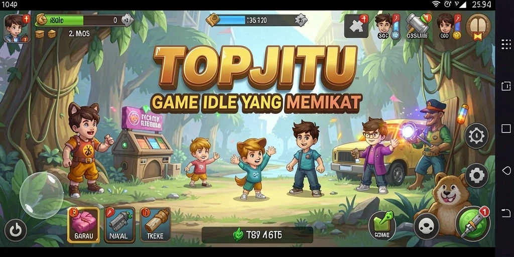 Tampilan menarik dari gameplay Idle TOPJITU yang penuh warna.
