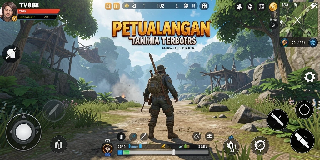 Screenshot gameplay TV888 menunjukkan dunia Open World yang kaya dan imersif.