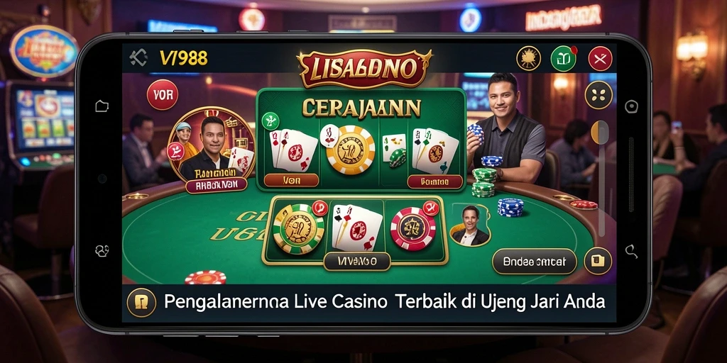 Tampilan gameplay Live Casino yang mendebarkan di V98.