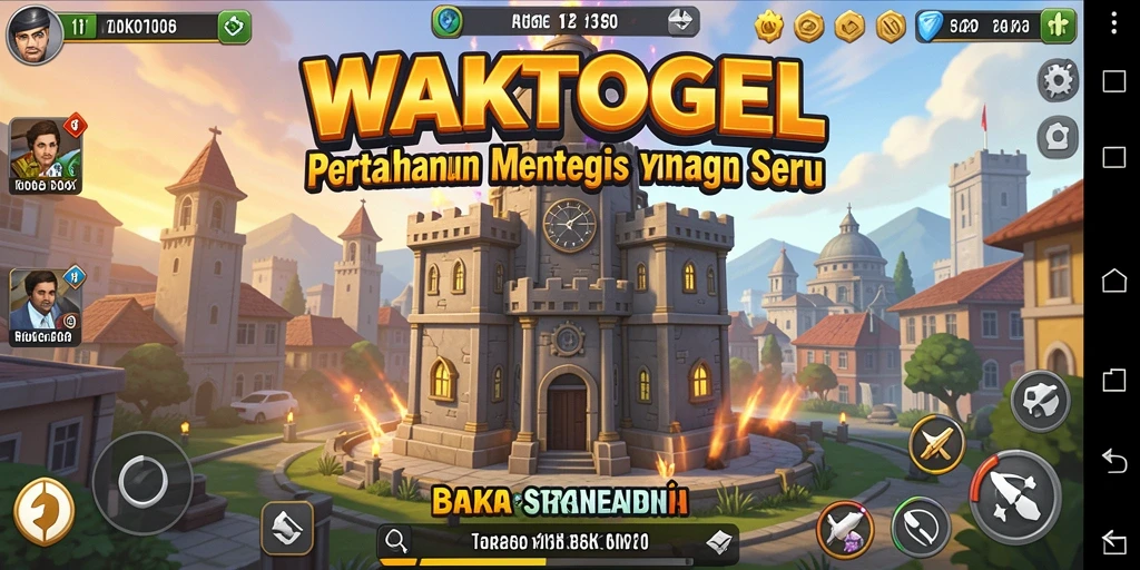 Screenshot gameplay WAKTOGEL menunjukkan menara siap mempertahankan serangan musuh.
