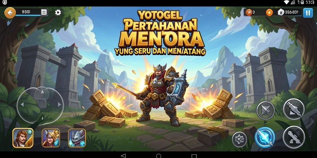 Tampilan seru gameplay YOTOGEL dalam membangun strategi Tower Defense.